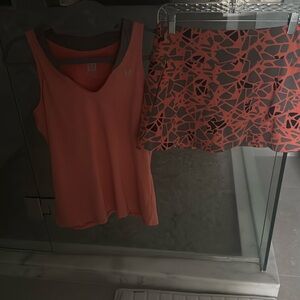 Tennis skirt with matching tank. Tank has built in bra